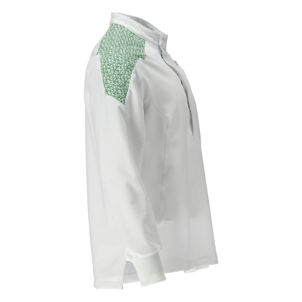 Mascot Lightweight Durable Stretch Smock 20052-511 Left #colour_white-grass-green