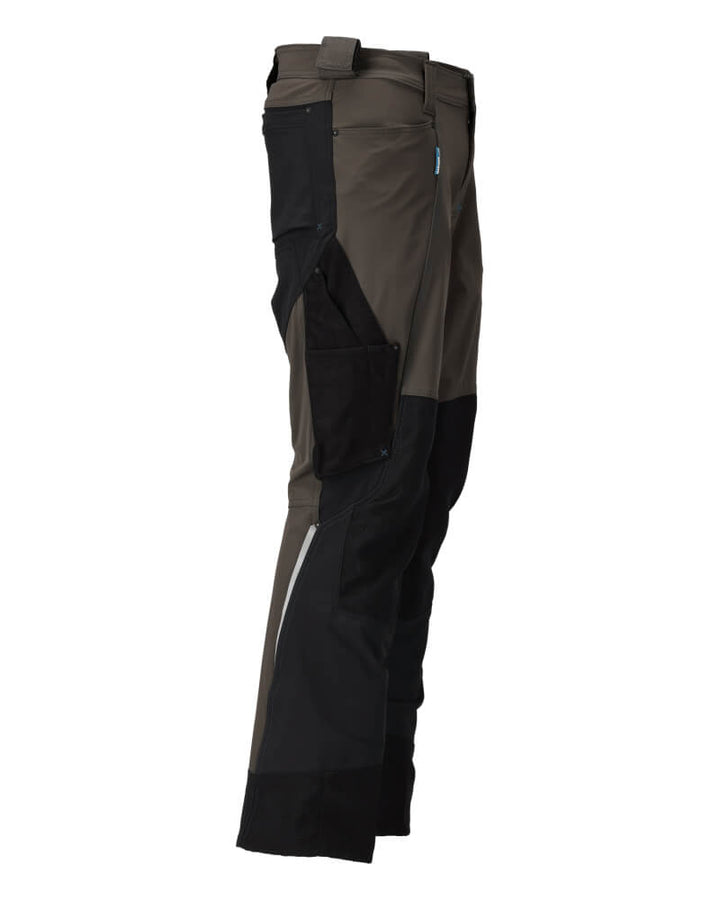 Mascot Lightweight Durable Water Repellent 4-Way-Stretch Trousers with Kneepad Pockets 23179-311 Left #colour_dark-anthracite-grey-black