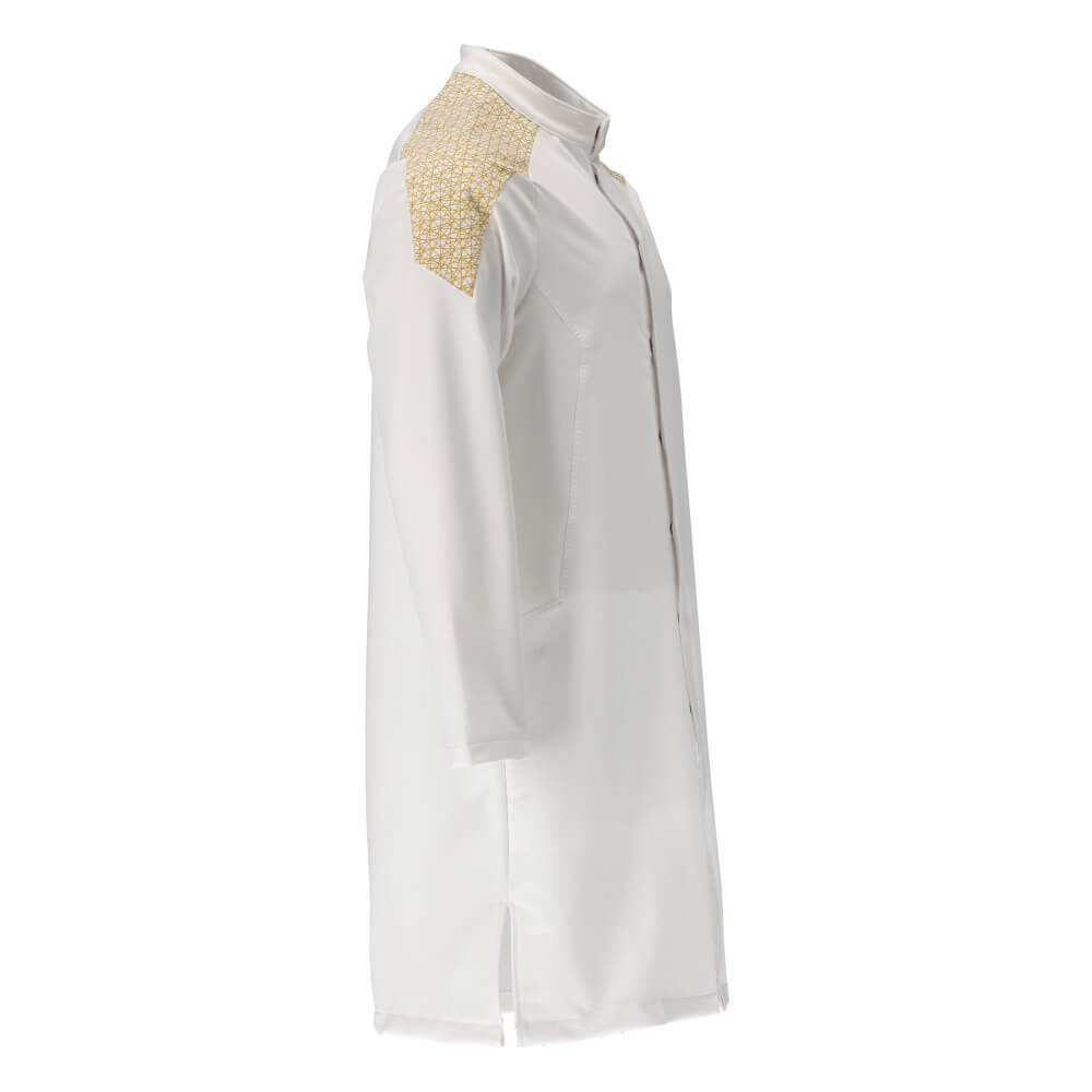 Mascot Lightweight Long Coat 20154-511 Left #colour_white-curry-gold