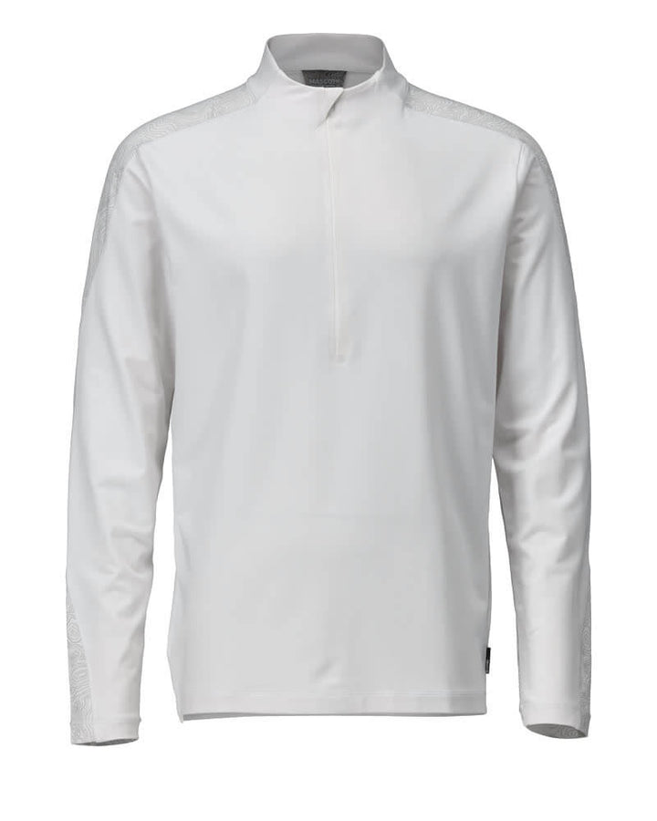 Mascot Long-Sleeve Moisture-Wicking Turtleneck T-Shirt with Half Zip 22681-618 Front #colour_white