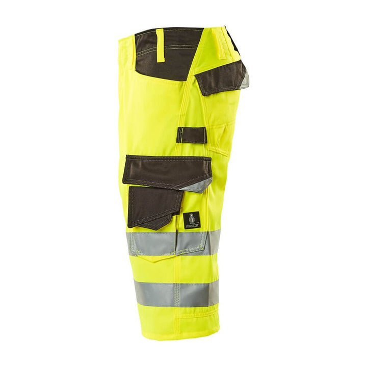 Mascot Luton 3-4-Length Hi-Vis Trousers 15549-860 Front #colour_hi-vis-yellow-dark-anthracite-grey