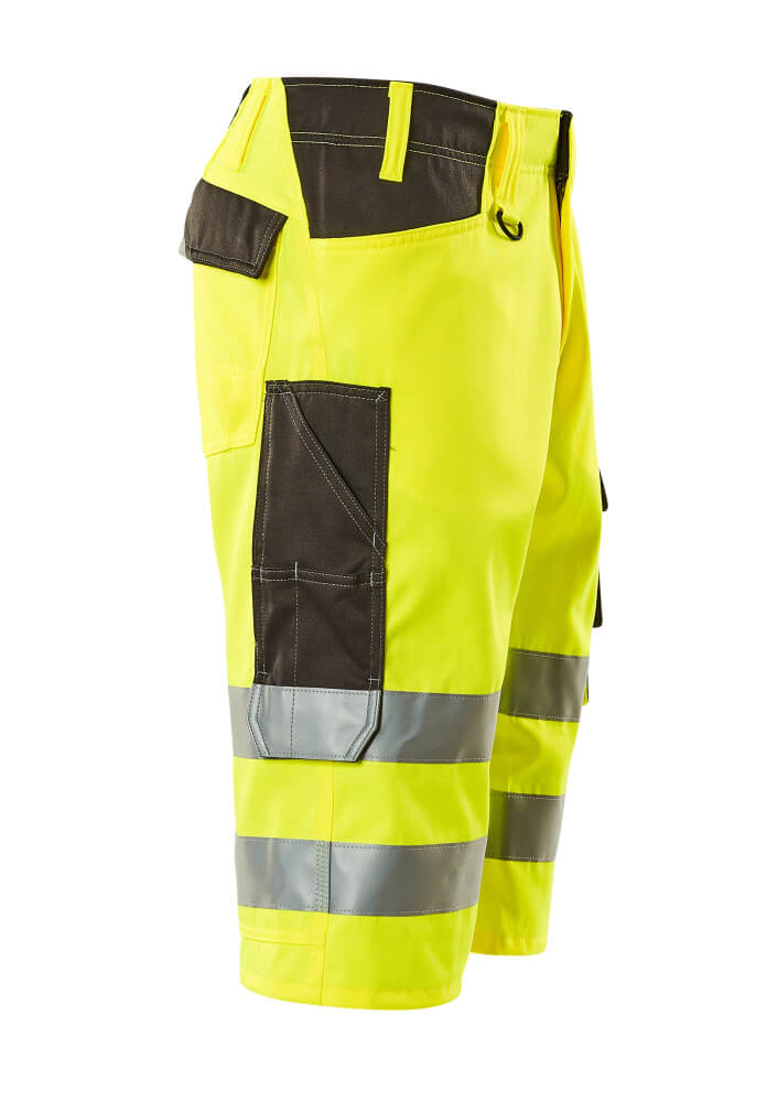 Mascot Luton 3-4-Length Hi-Vis Trousers 15549-860 Left #colour_hi-vis-yellow-dark-anthracite-grey