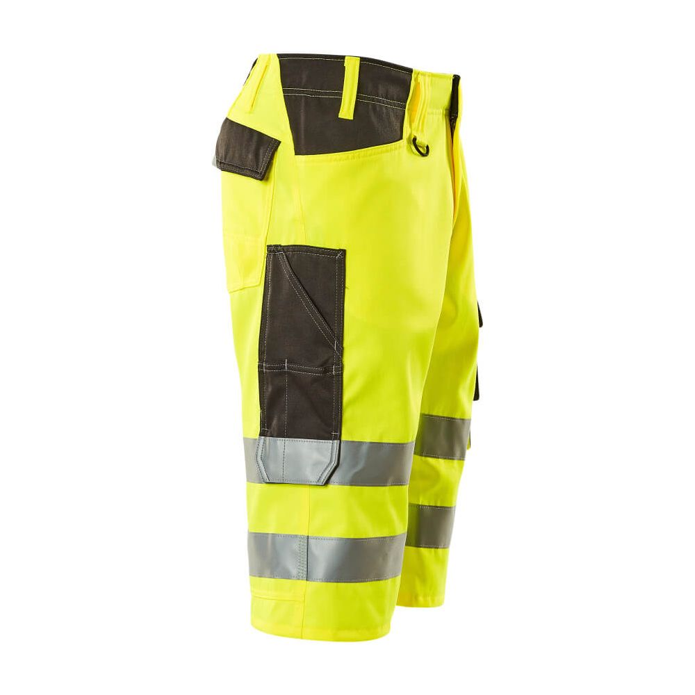 Mascot Luton 3-4-Length Hi-Vis Trousers 15549-860 Front #colour_hi-vis-yellow-dark-anthracite-grey