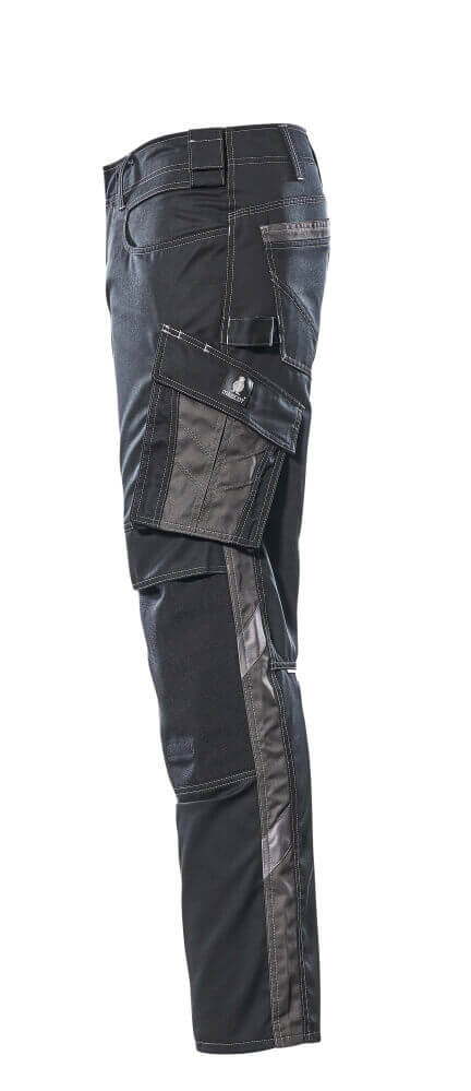 Mascot Mannheim Work Trousers Kneepad-Pockets 12679-442 Right #colour_black-dark-anthracite-grey