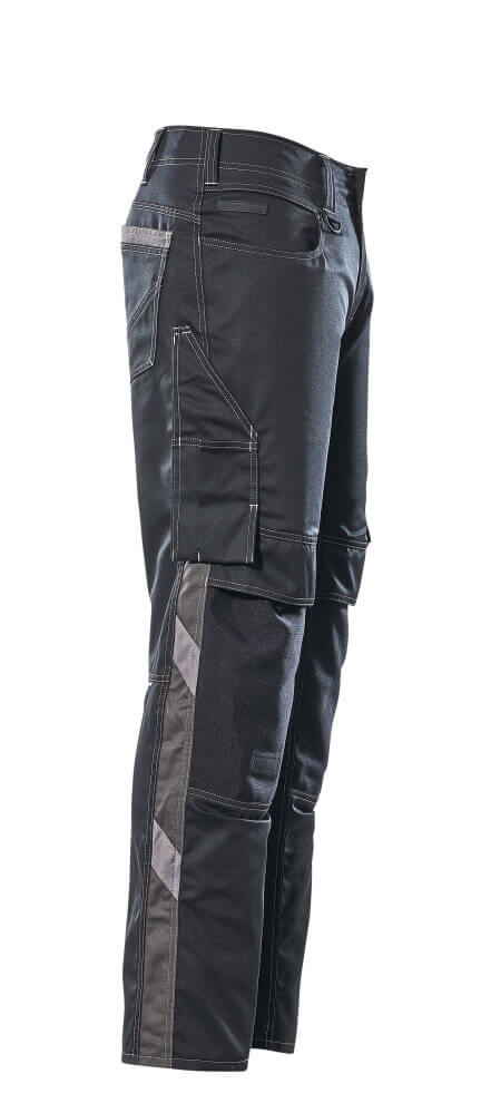 Mascot Mannheim Work Trousers Kneepad-Pockets 12679-442 Left #colour_black-dark-anthracite-grey