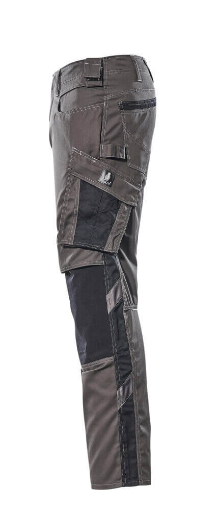 Mascot Mannheim Work Trousers Kneepad-Pockets 12679-442 Right #colour_dark-anthracite-grey-black