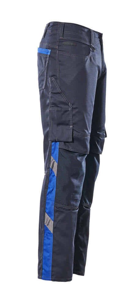 Mascot Mannheim Work Trousers Kneepad-Pockets 12679-442 Left #colour_dark-navy-blue-royal-blue