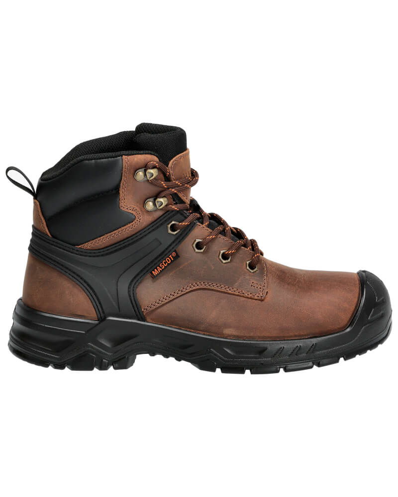 Mascot Metal-Free S3S Shock Absorbing Safety Boots F1002-715 Front #colour_nut-brown-black