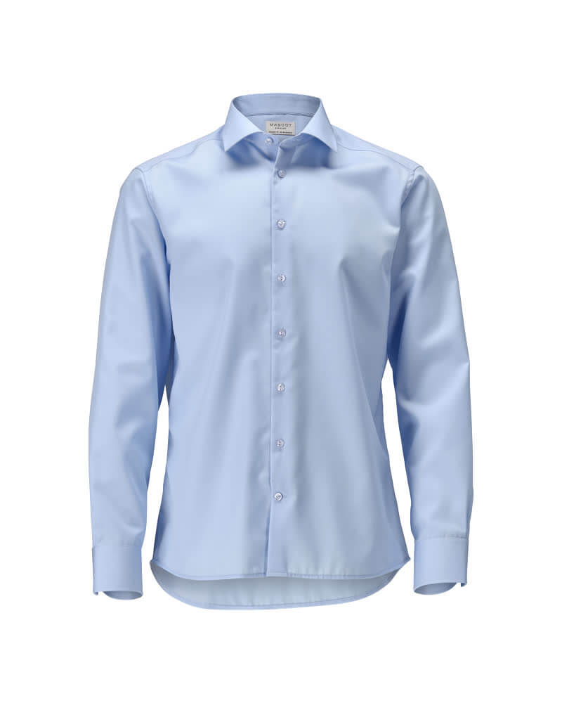 Mascot Premium Cotton Easy Iron Collared Shirt 21404-750 Front #colour_light-blue