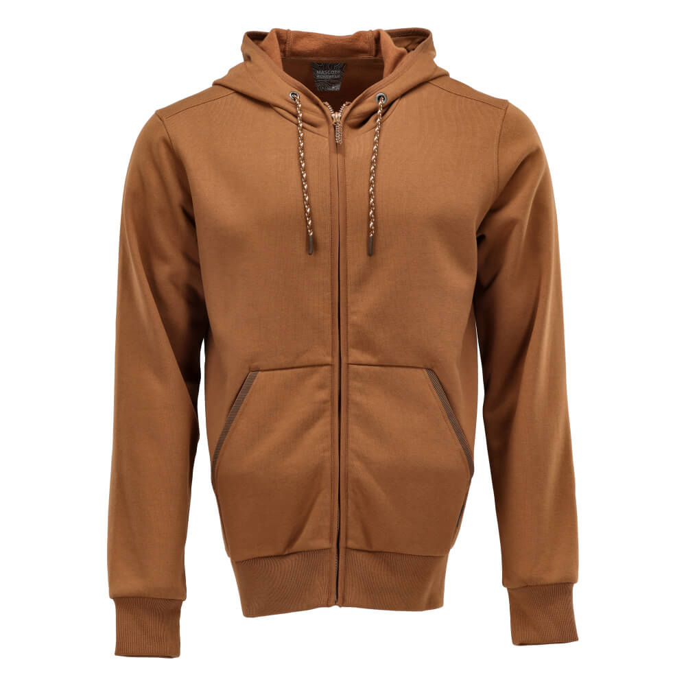 Mascot Premium Durable and Comfortable Hoodie with Zipper 22486-378 Front #colour_nut-brown