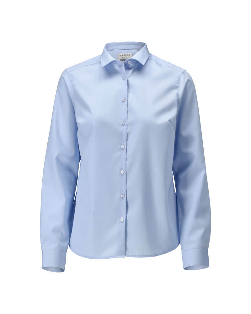 Mascot Premium Easy Iron Cotton Shirt 21214-750 Front #colour_light-blue