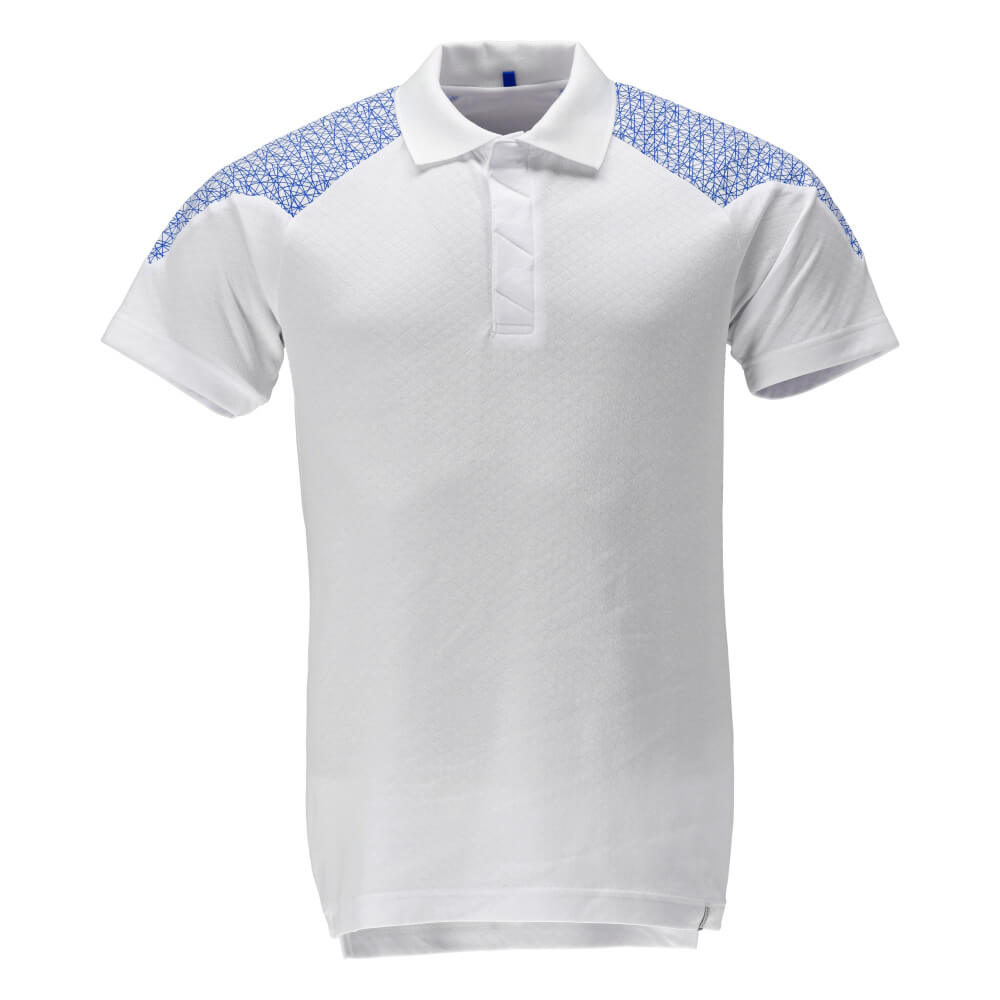 Mascot Premium Performance Polo Shirt 20083-933 Front #colour_white-azure-blue