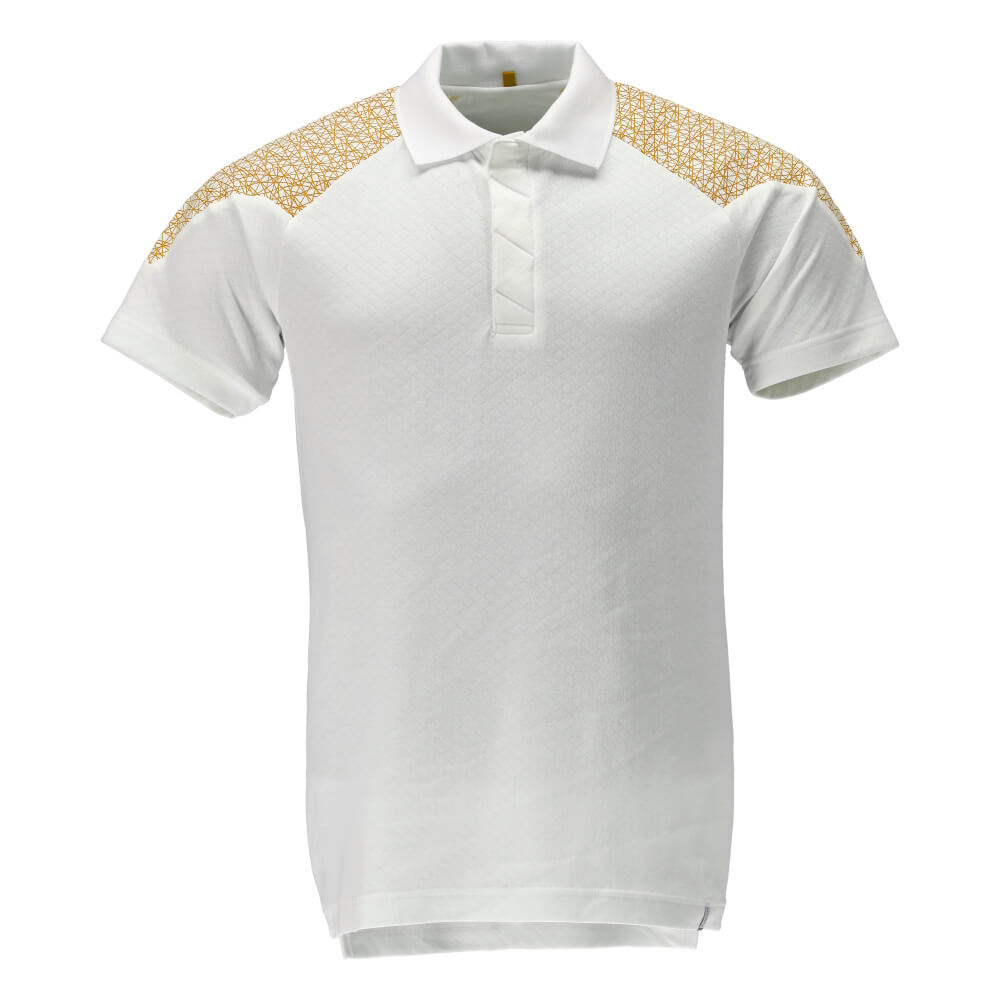 Mascot Premium Performance Polo Shirt 20083-933 Front #colour_white-curry-gold