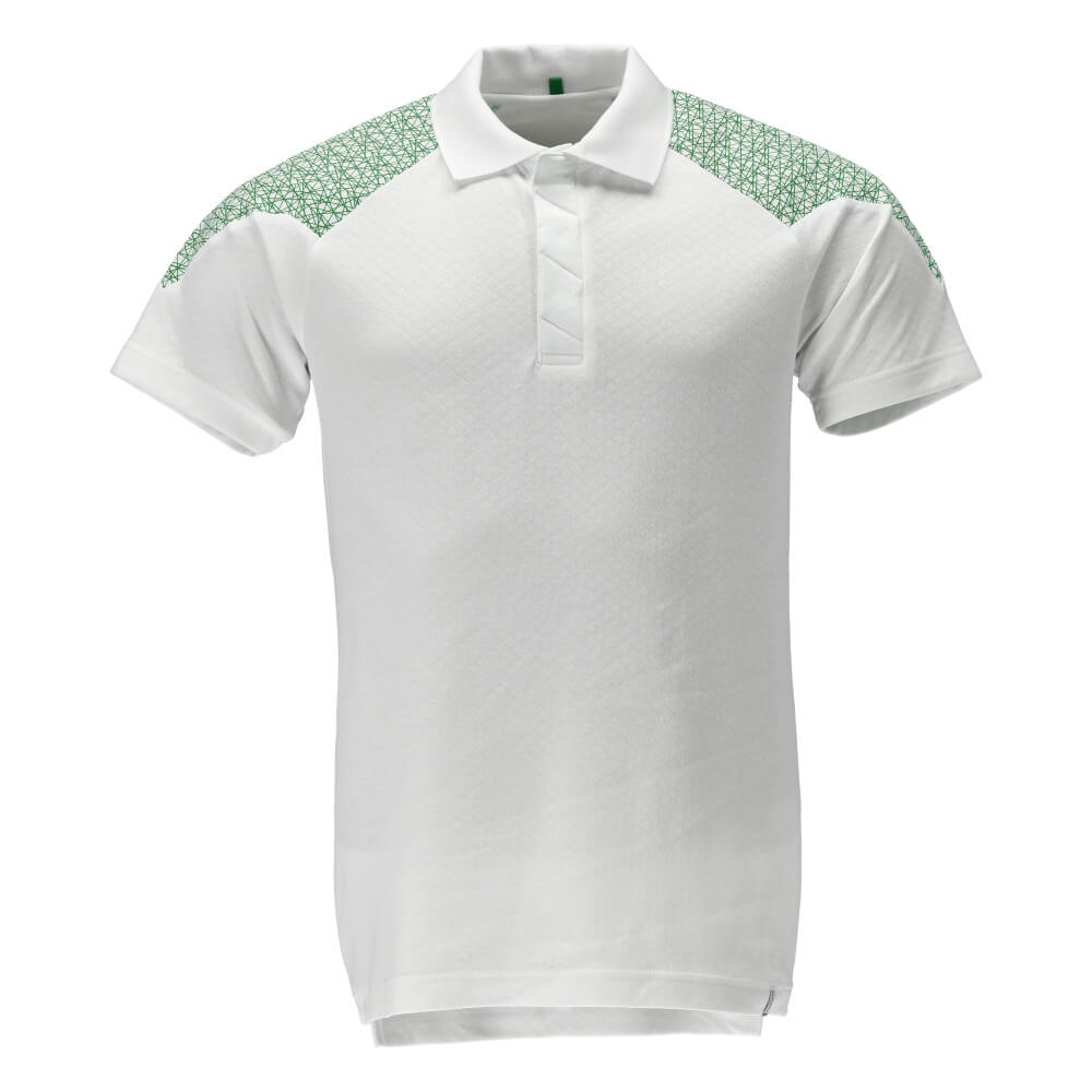 Mascot Premium Performance Polo Shirt 20083-933 Front #colour_white-grass-green