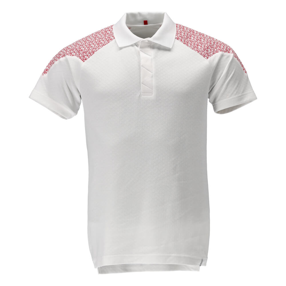 Mascot Premium Performance Polo Shirt 20083-933 Front #colour_white-traffic-red