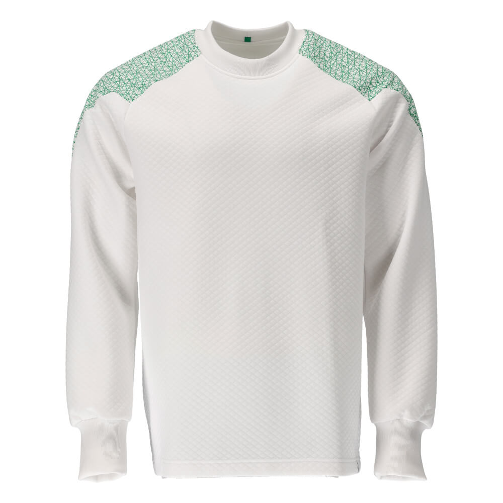 Mascot Premium Performance and Comfort Sweatshirt 20084-932 Front #colour_white-grass-green