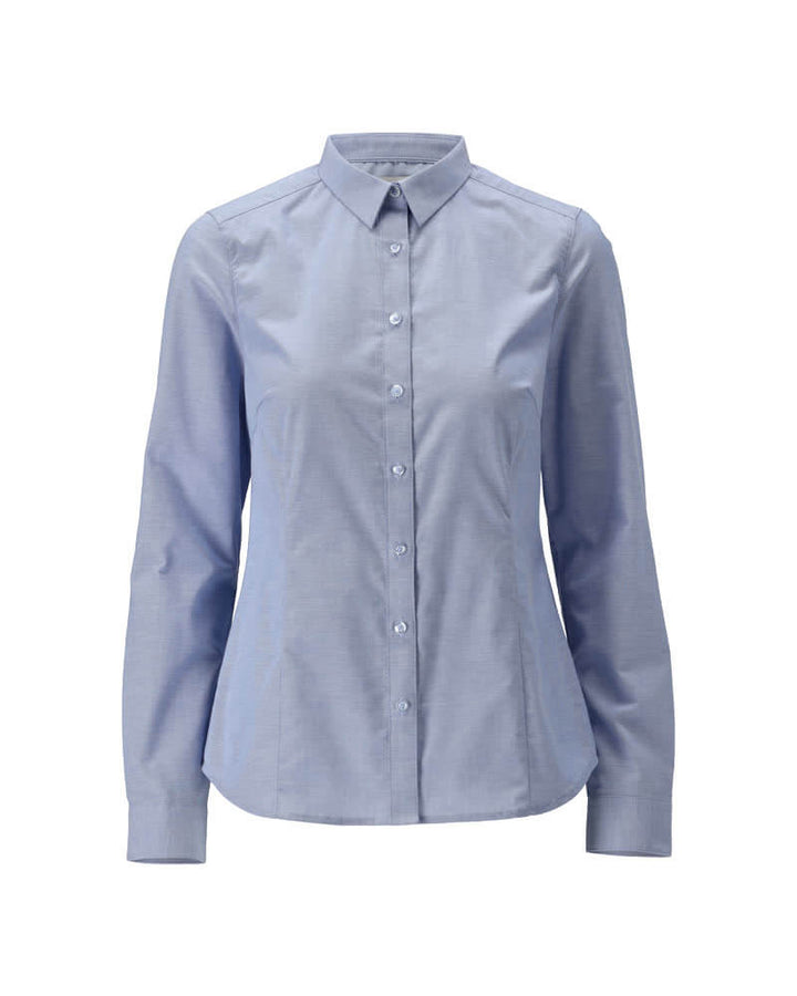 Mascot Premium Stretch Easy Iron Oxford Shirt 21114-745 Front #colour_light-blue