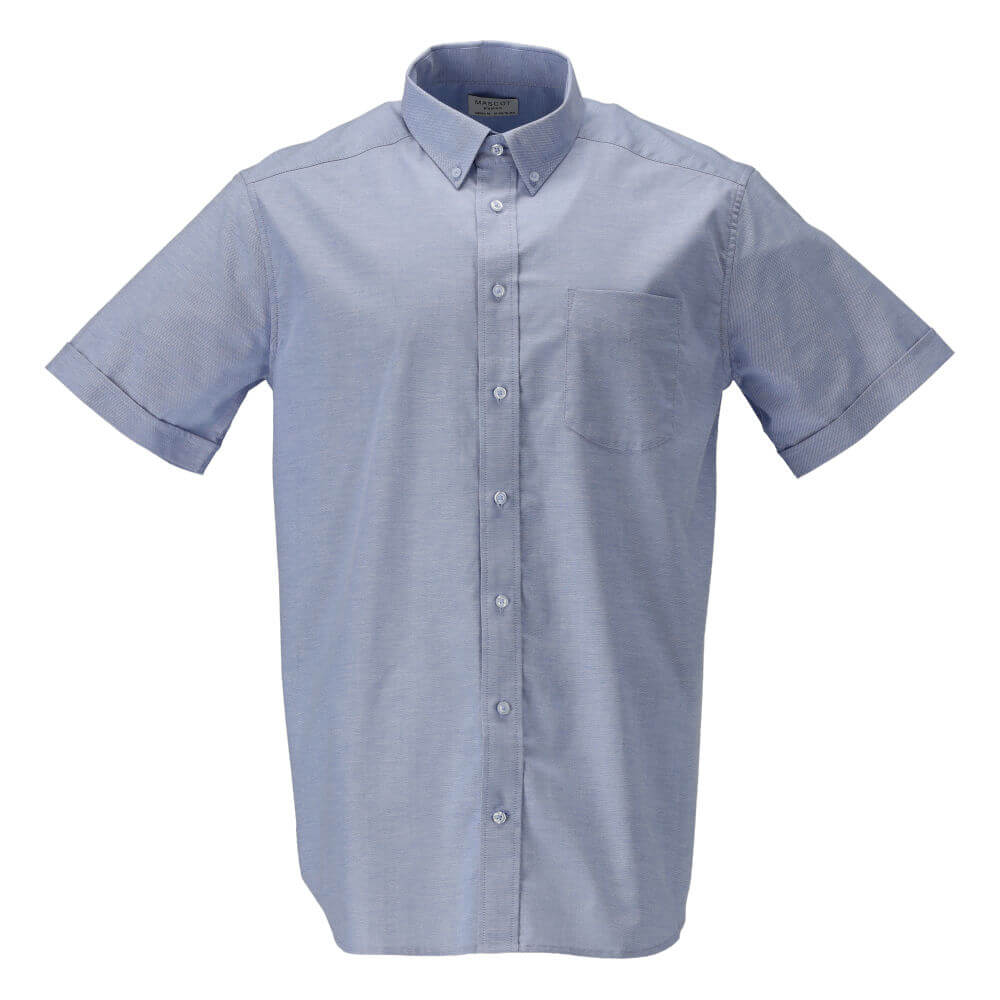 Mascot Premium Stretch easy Iron Short-Sleeved Oxford Shirt 21324-745 Front #colour_light-blue