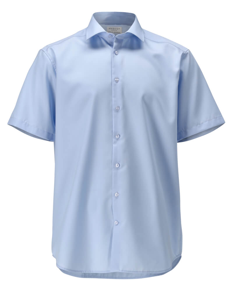 Mascot Pure Cotton Easy Iron Short Sleeved Collared Shirt 21124-750 Front #colour_light-blue