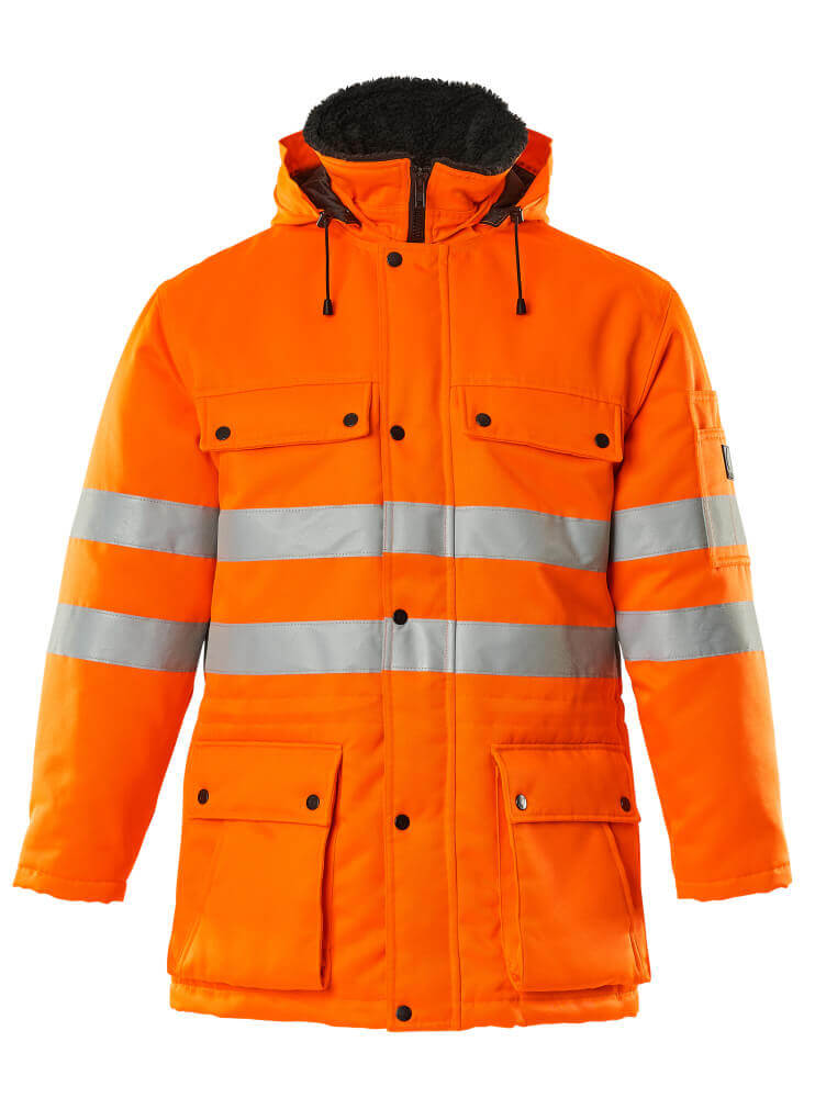 Mascot Quebec Hi-Vis Winter Parka Jacket 00510-660 Front #colour_hi-vis-orange