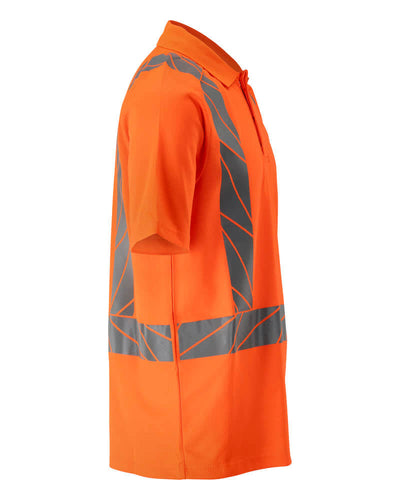 Mascot Stretch Slim Fit Hi Vis Polo Shirt 22183-771 Left #colour_hi-vis-orange