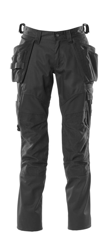 Mascot Stretch Work Trousers Kneepad Holster-Pockets 18531-442 Front #colour_black