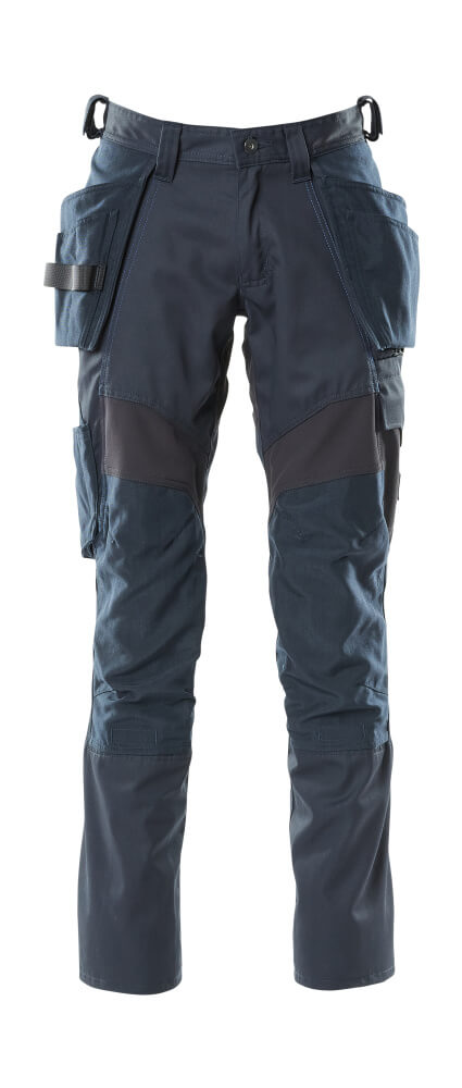 Mascot Stretch Work Trousers Kneepad Holster-Pockets 18531-442 Front #colour_dark-navy-blue