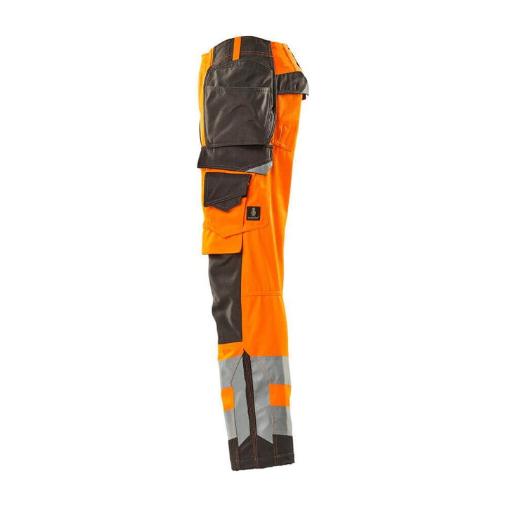 Mascot Wigan Hi-Vis Work Trousers 15531-860 Front #colour_hi-vis-orange-dark-anthracite-grey