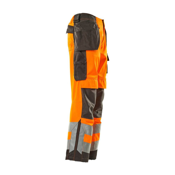 Mascot Wigan Hi-Vis Work Trousers 15531-860 Front #colour_hi-vis-orange-dark-anthracite-grey