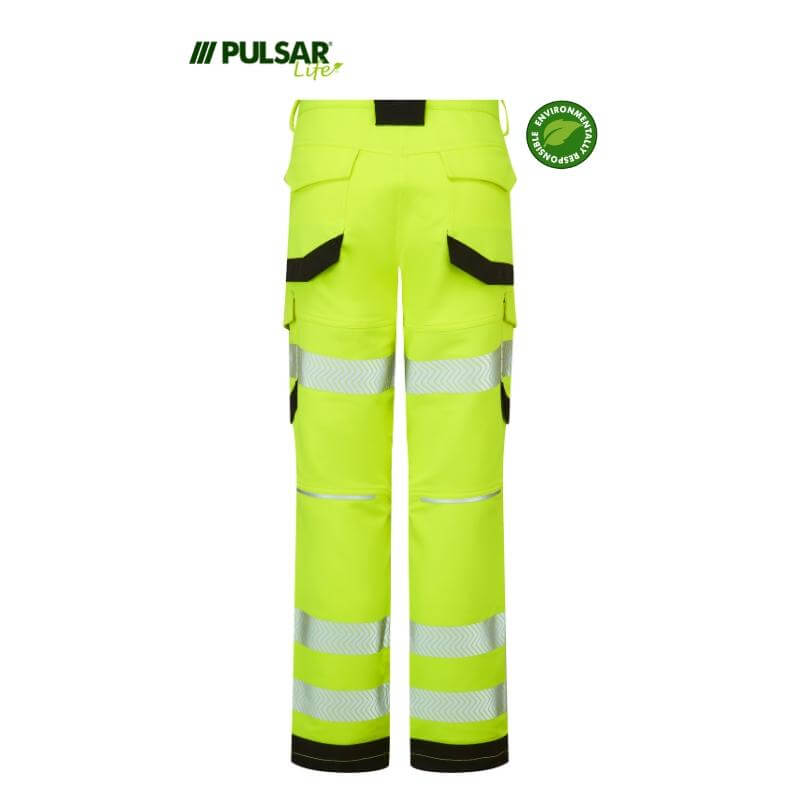 PULSAR Life Hi Vis 4 Way Stretch Cordura Combat Trousers LFE921 Yellow 2 #colour_yellow