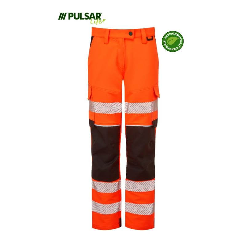 PULSAR Life Hi Vis 4 Way Stretch Cordura Combat Trousers Rail Spec LFE922 Orange 1 #colour_orange