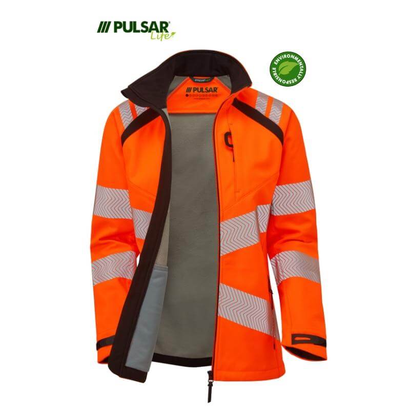 PULSAR Life Hi Vis Softshell Jacket Rail Spec LFE916 Orange 4 #colour_orange