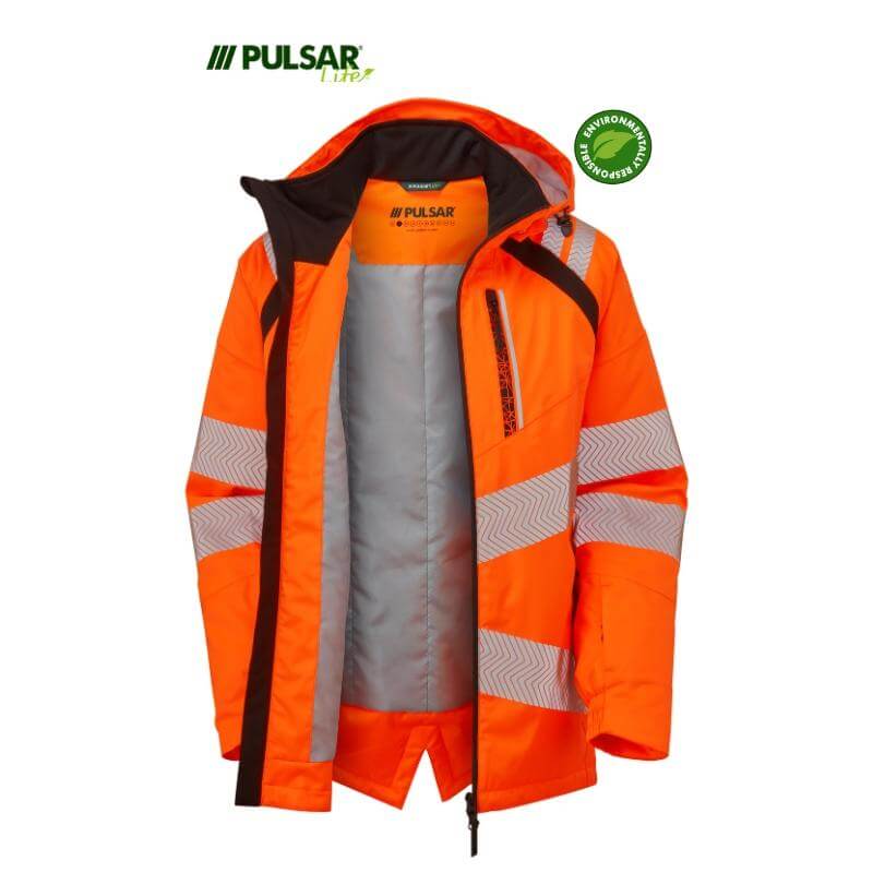 PULSAR Life Insulated Hi Vis Waterproof Parka Jacket Rail Spec LFE919 Orange 4 #colour_orange