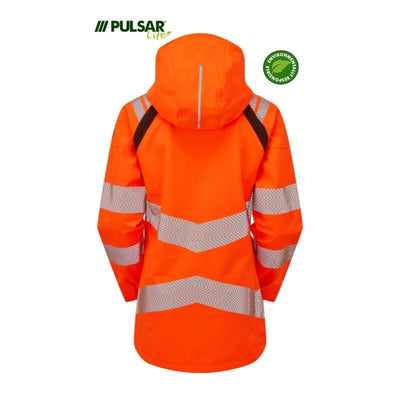 PULSAR Life Ladies Hi Vis Waterproof Shell Jacket Rail Spec LFE960 Orange 2 #colour_orange