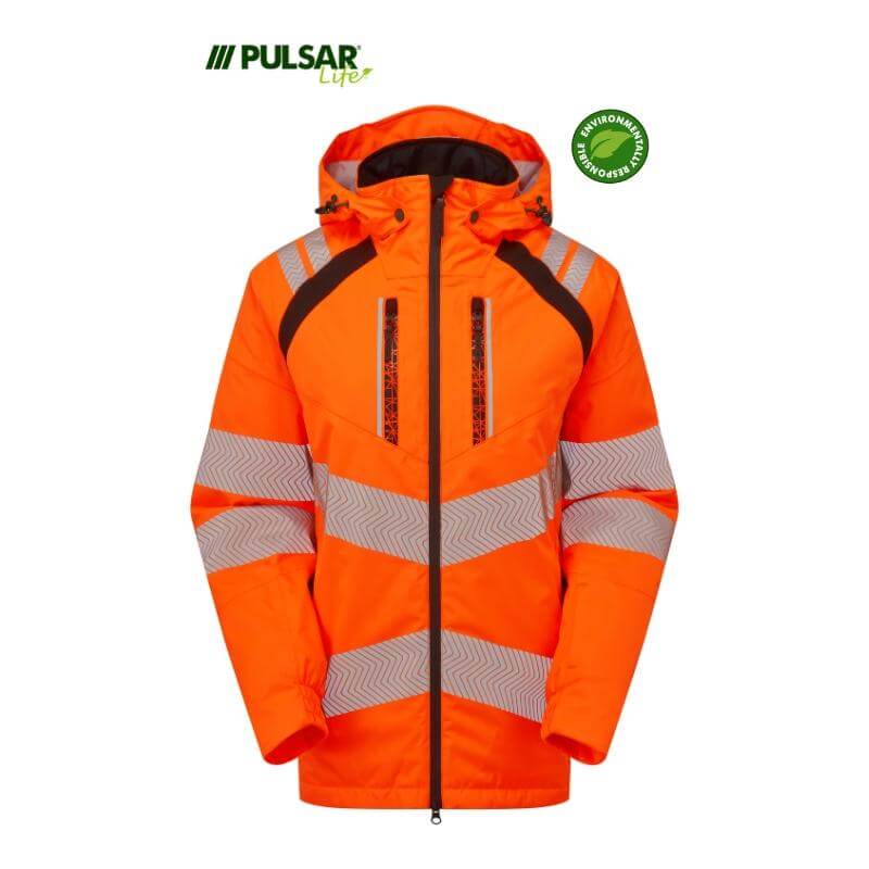 PULSAR Life Ladies Insulated Hi Vis Waterproof Parka Jacket Rail Spec LFE969 Orange 1 #colour_orange