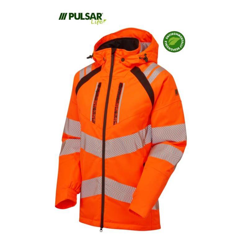 PULSAR Life Ladies Insulated Hi Vis Waterproof Parka Jacket Rail Spec LFE969 Orange 3 #colour_orange