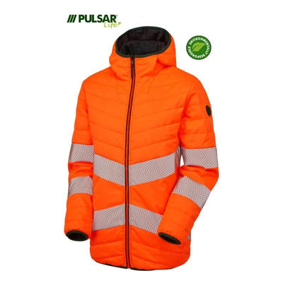 PULSAR Life Ladies Insulsated Reversible Hi Vis Waterproof Puffer Jacket Rail Spec LFE963 Orange 6 #colour_orange
