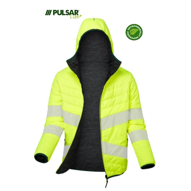 PULSAR Life Reversible Hi Vis Puffer Jacket LFE912 Yellow 3 #colour_yellow