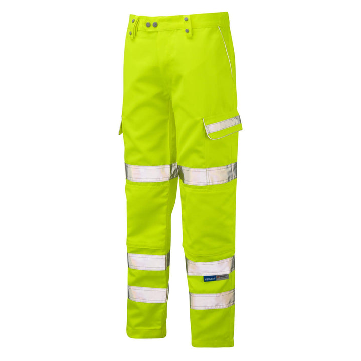 PULSAR P346 Hi Vis Knee Pad Combat Trousers Yellow ANGLE.jpg #colour_yellow