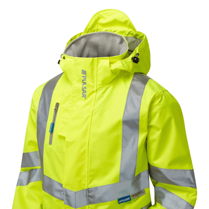 PULSAR P421 Hi Vis Unlined Waterproof Storm Coat Yellow Detail.jpg #colour_yellow