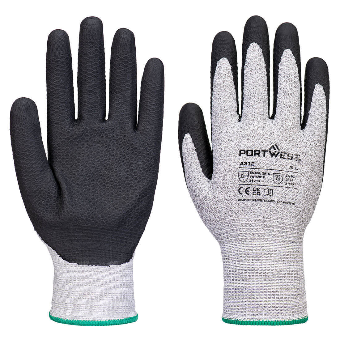 Portwest A312 Grip 13 Nitrile Diamond Knit Gloves (12 Pack) Grey/Black Main#colour_grey-black