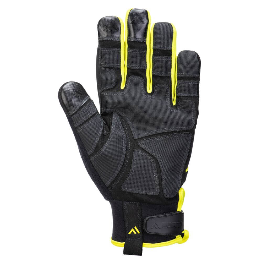 Portwest A792 Needle Resistant Gloves Black/Yellow Front#colour_black-yellow