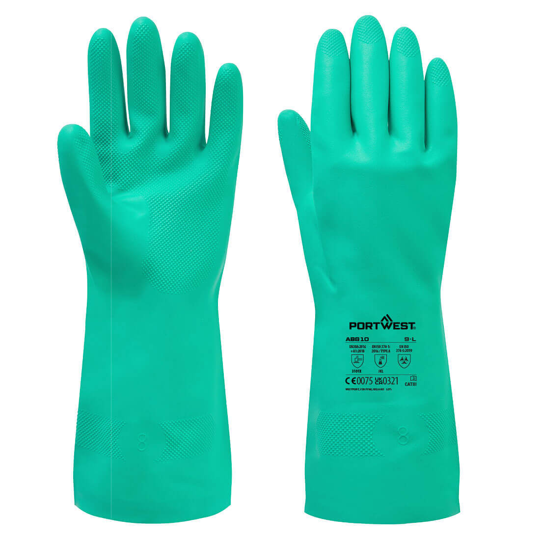 Portwest AB810 Nitrosafe Essential Chemical Resistant Gauntlets Multipack (12 Pack) Green Main#colour_green