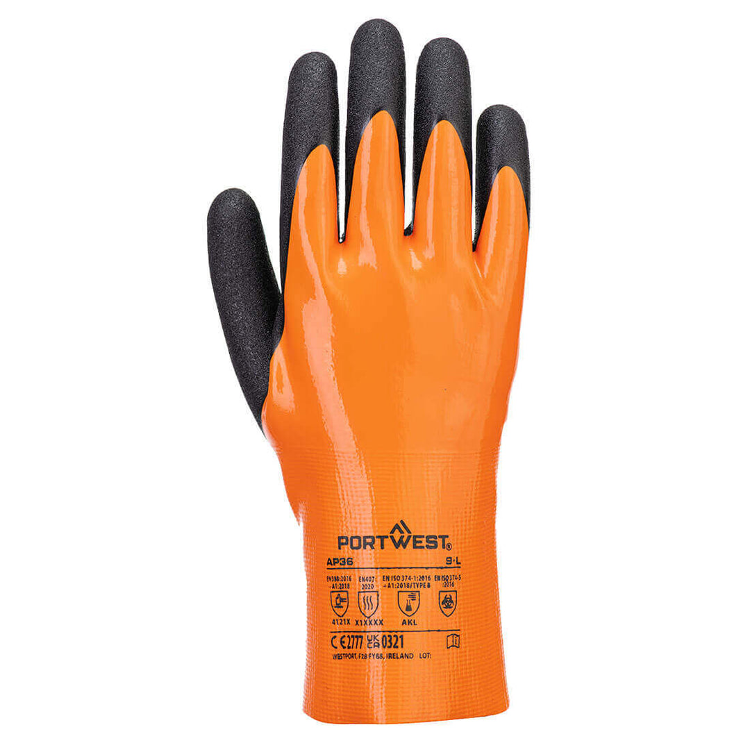 Portwest AP36 Grip 15 Nitrile Double Coated Gauntlets Orange/Black Main#colour_orange-black