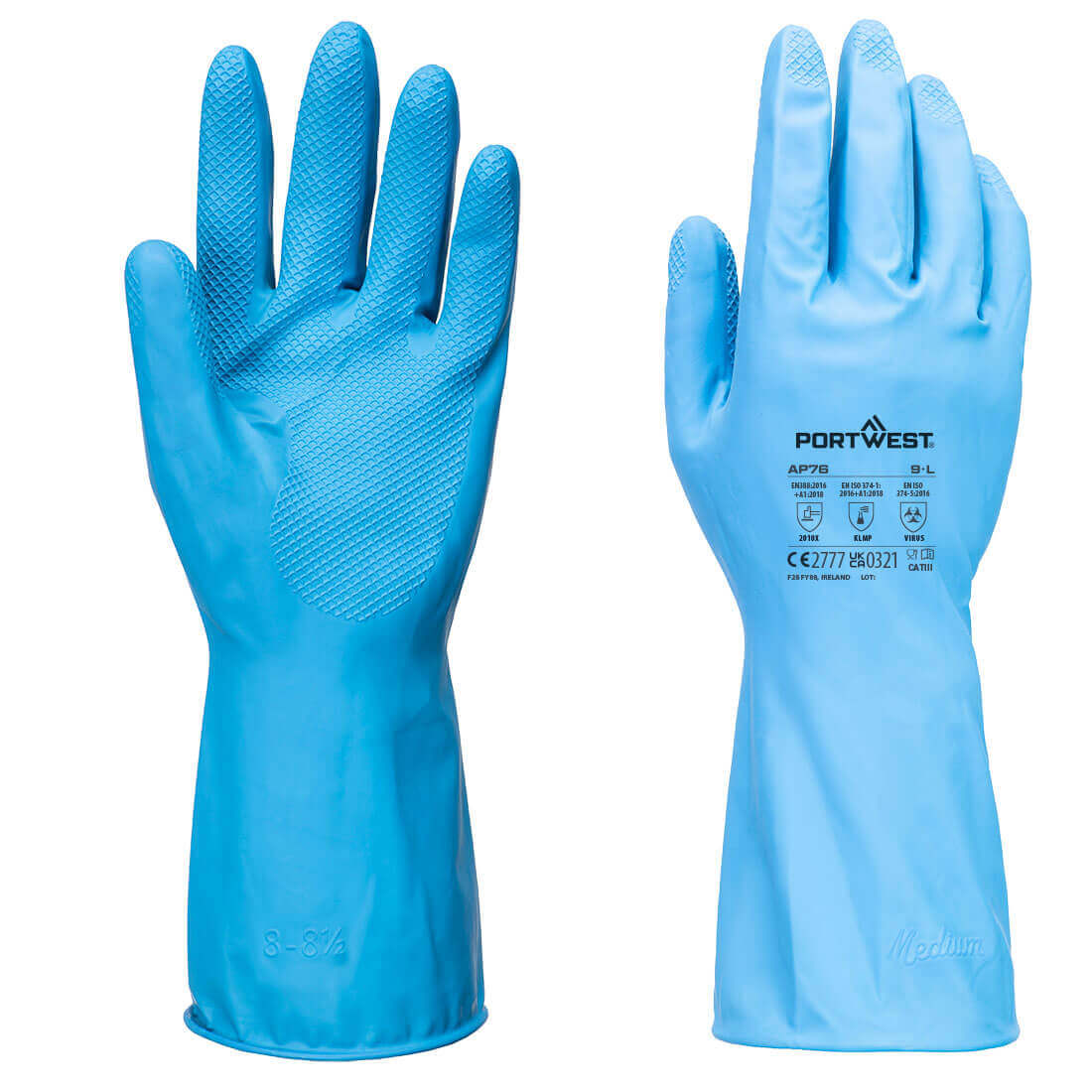 Portwest AP76 FD Chemical B Latex Light Food Safety Gauntlets (12 Pack) Blue Main#colour_blue