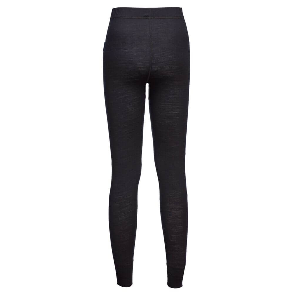 Portwest B181 Merino Wool Baselayer Thermal Leggings Black Image 3#colour_black