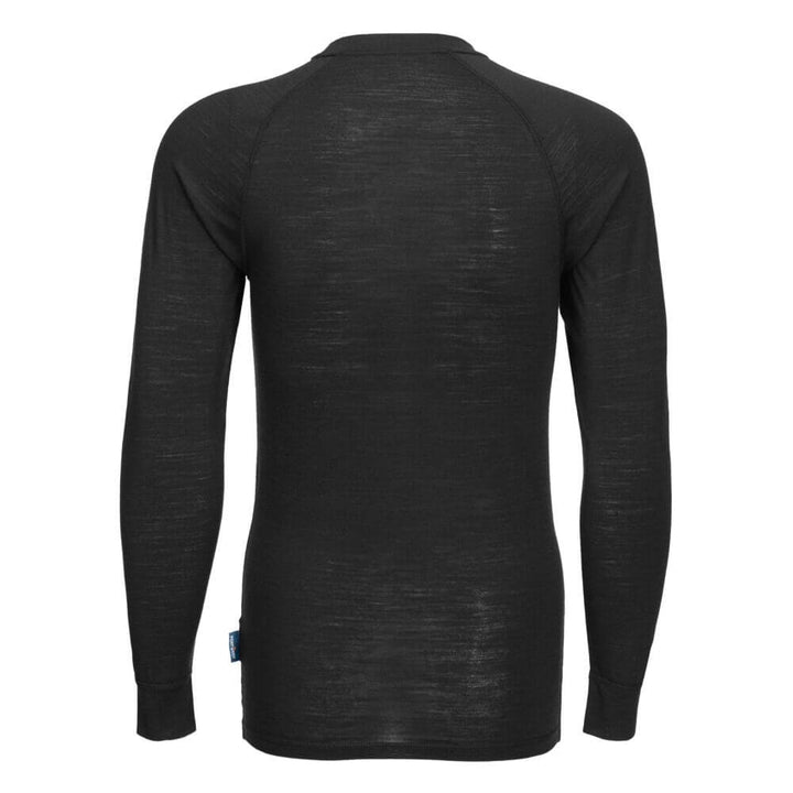 Portwest B183 Merino Wool Crewneck Thermal Baselayer Top Black Image 3#colour_black