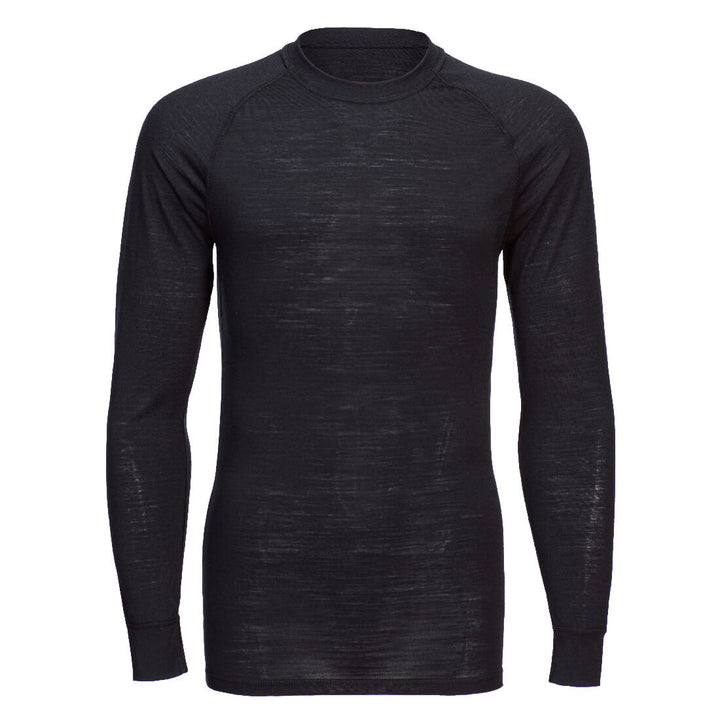 Portwest B183 Merino Wool Crewneck Thermal Baselayer Top Black Main#colour_black