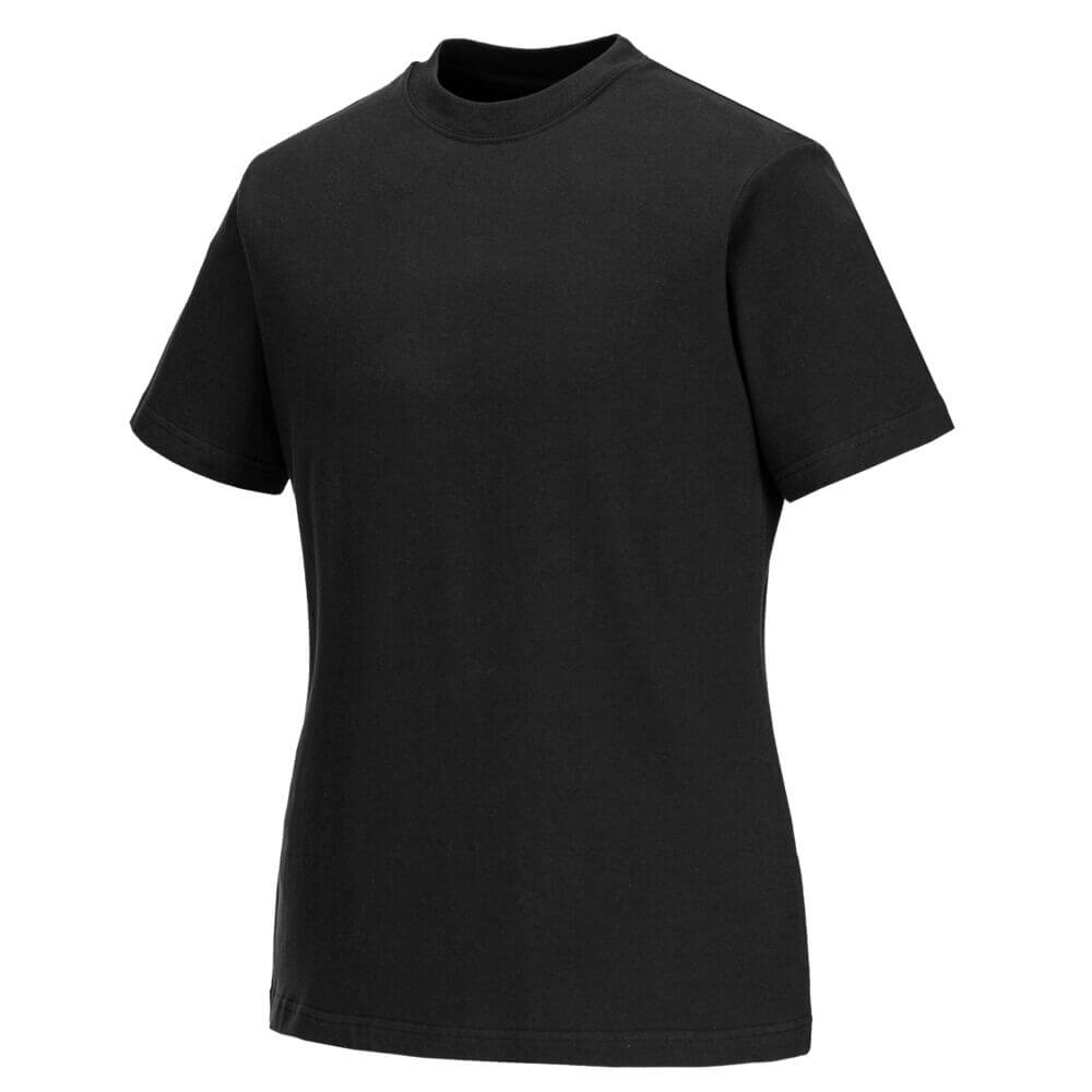 Portwest B192 Womens 100% Cotton T-Shirt Black Image 2#colour_black