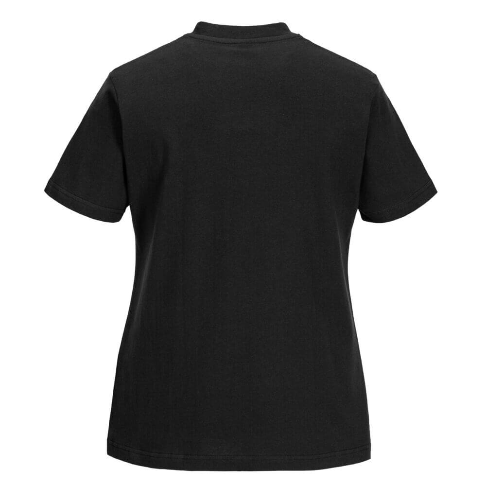 Portwest B192 Womens 100% Cotton T-Shirt Black Rear#colour_black